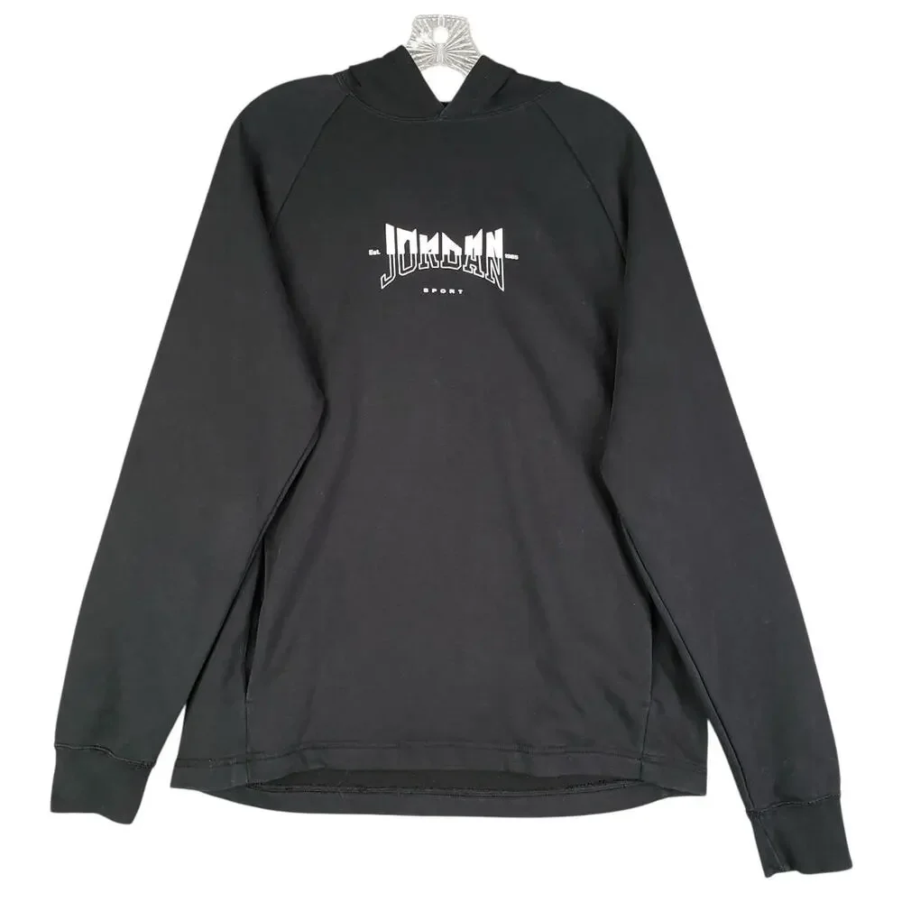 Nike Air Jordan Hoodie Sweatshirt Black Fleece Pullover Jumpman Mens Medium